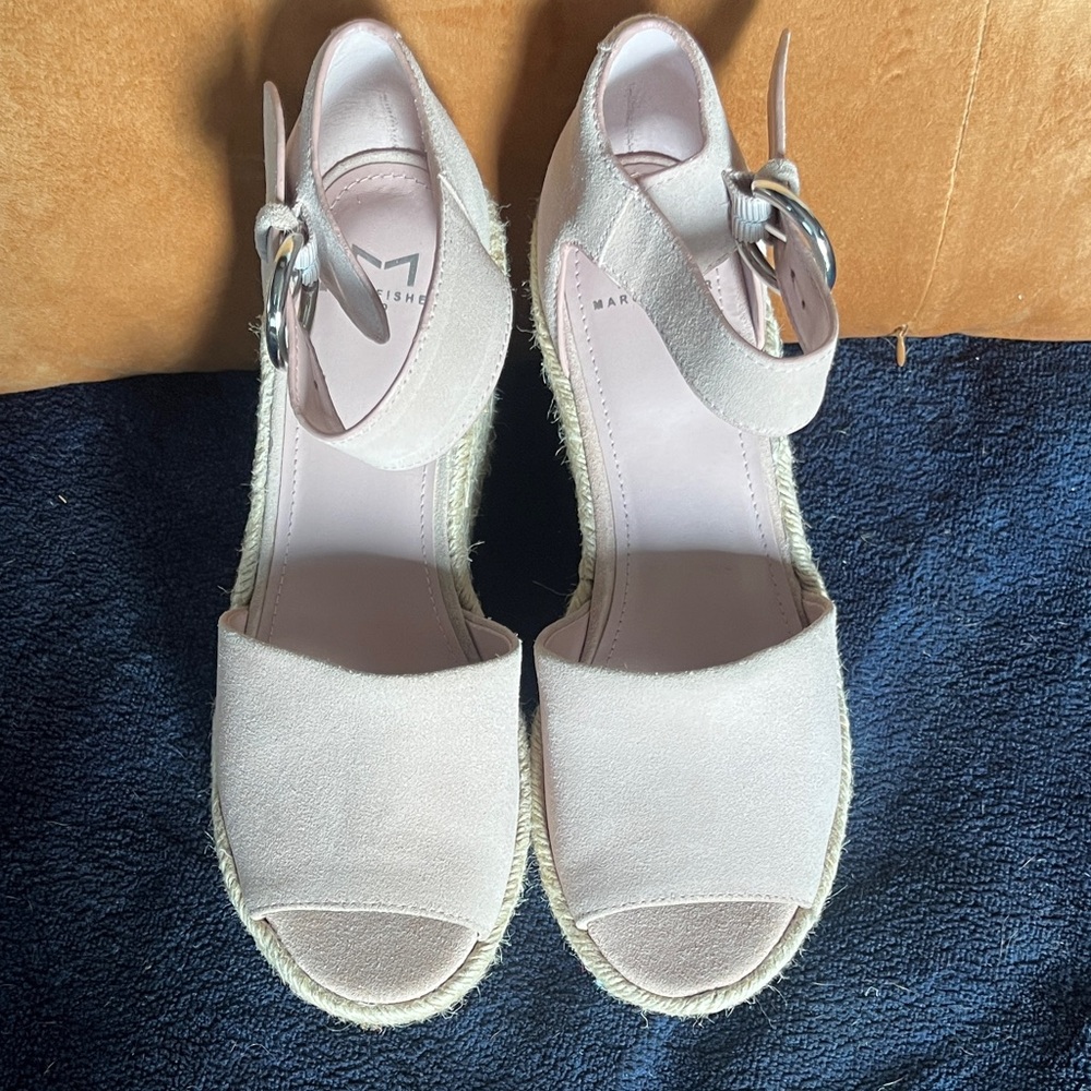 Marc Fisher New York Blush Ankle-Strap Espadrille Wedge Sandals